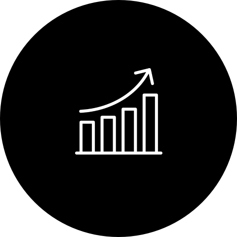 Growth chart with arrow