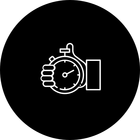 Hand holding stopwatch icon